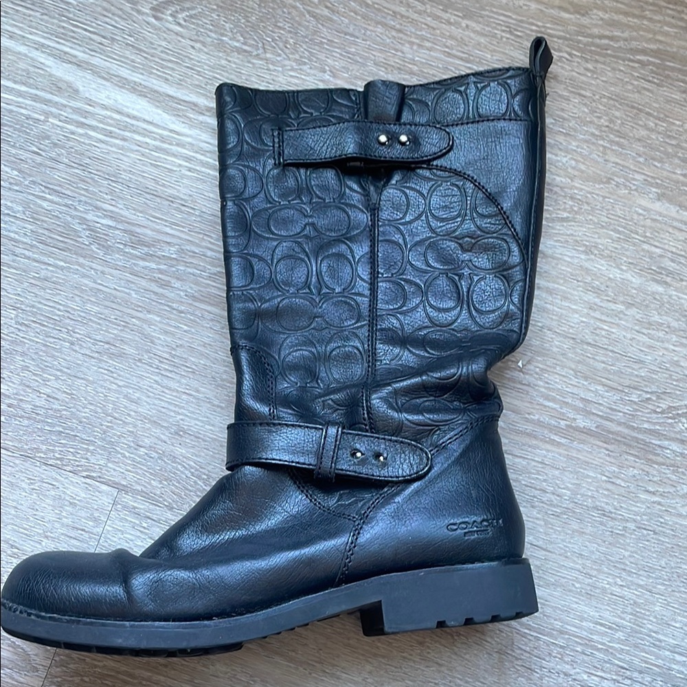 Coach Black Leather Combat Boots with Subtle Hardware - Picture 2 of 7